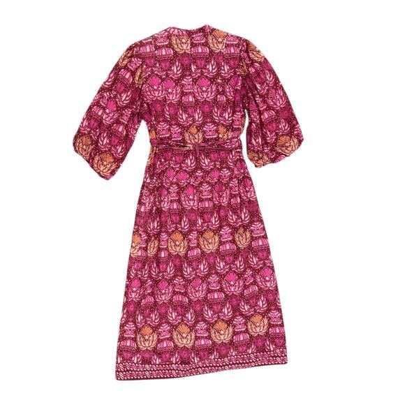 Love The Label Lola Midi Dress In Dahlia Fuschia Print - Picture 6 of 7